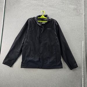 Eddie Bauer Men Jacket L‎ Black Activewear Packable Rainfoil Hooded